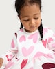 image 2 of F&F Girls Cotton Rich Heart Print Long Sleeved Sweat Dress in Cream
