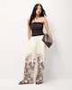 image 1 of The F&F Edit Leaf Print Wide Leg Trousers in Multi Red