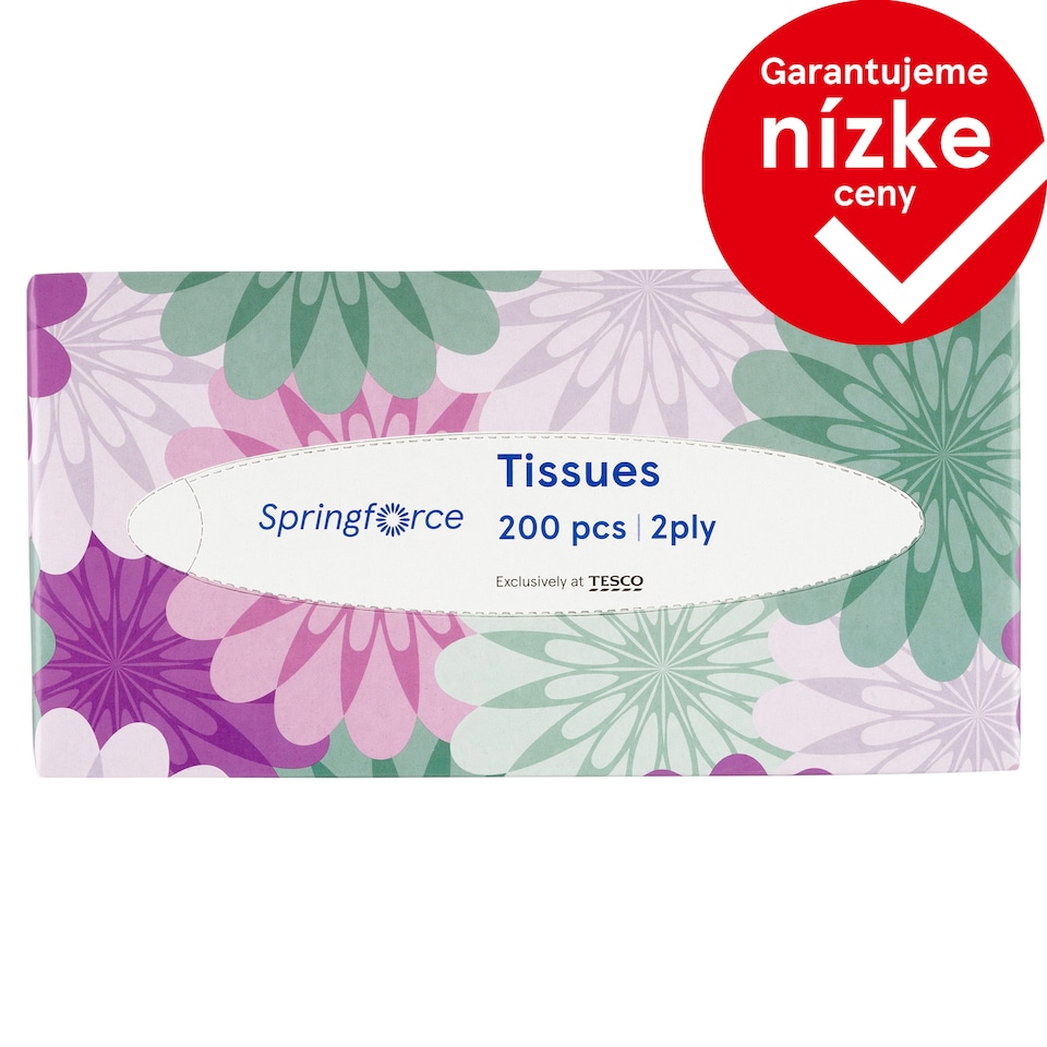 obrázok 1 z Tesco Springforce Papierové vreckovky 2 vrstvy 200 ks