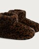 image 3 of F&F Faux Fur Leopard Print Boot Slippers in Brown
