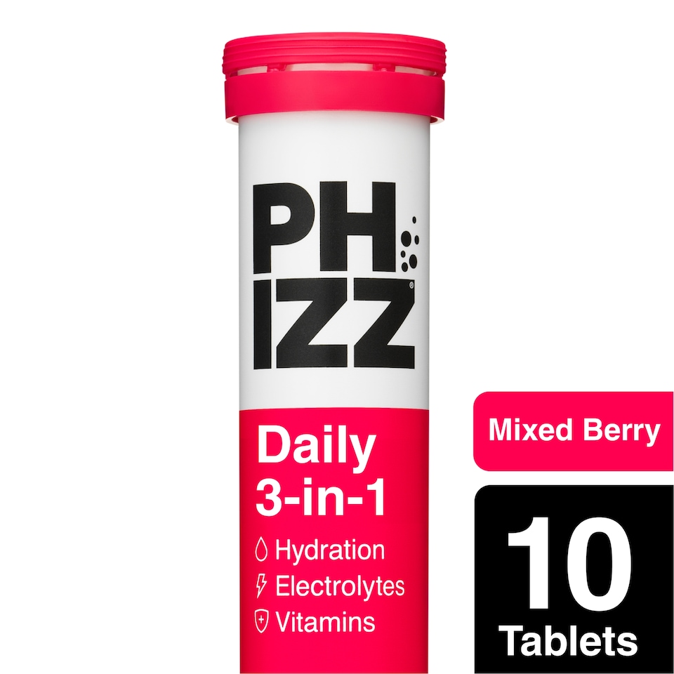 image 1 of Phizz Mixed Berry 3 in 1 Hydration, Electrolytes and Vitamins 10 Tablets 43g