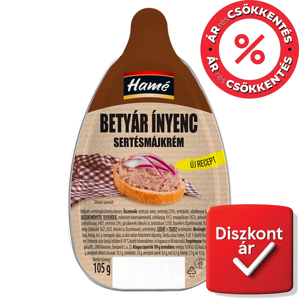Hamé Betyár ínyenc sertésmájkrém 105 g  1. kép