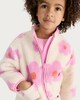 image 2 of F&F Girls Fleece Textured Floral Print Jacket in Cream