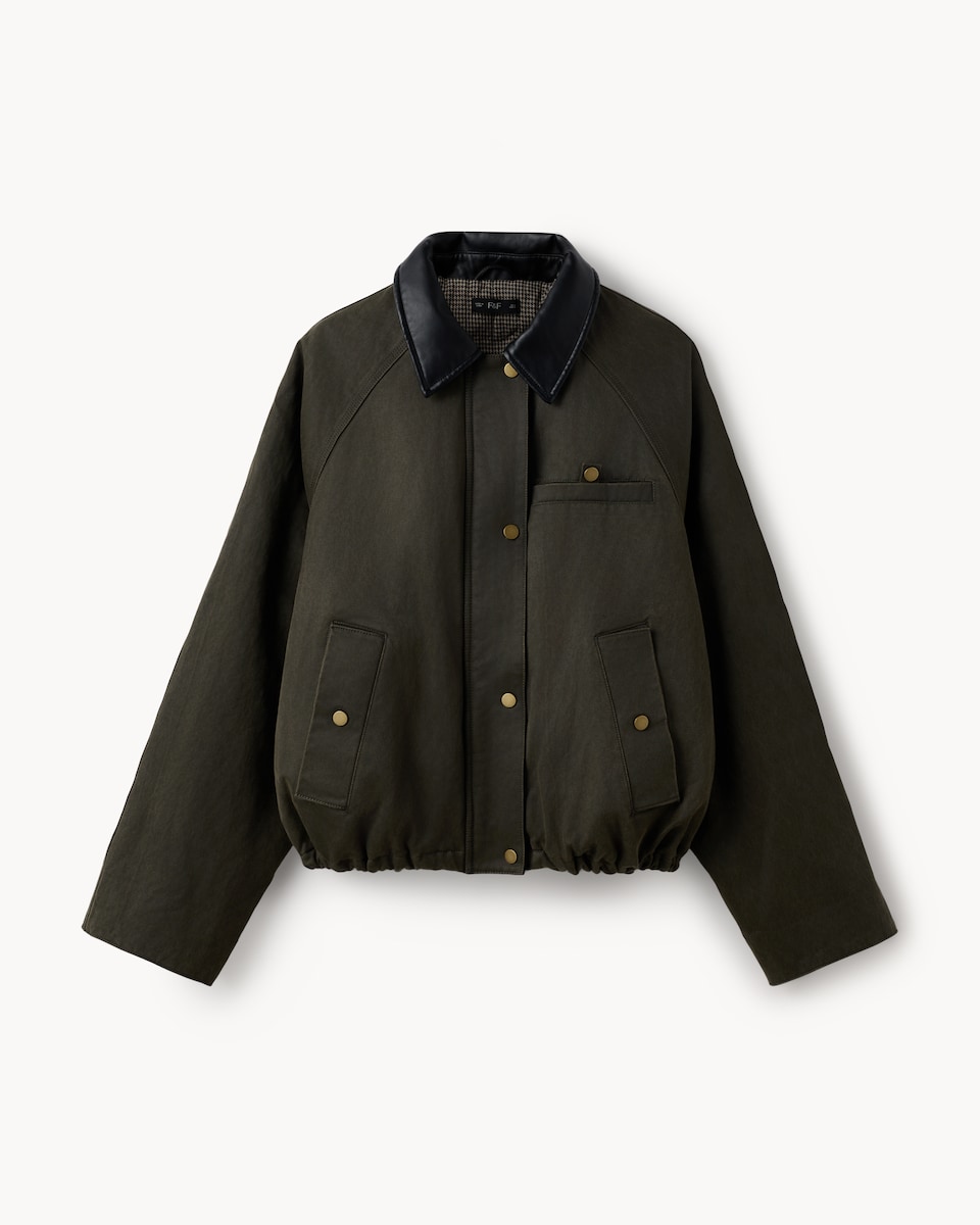 image 1 of The F&F Edit Cotton Rich Barn Jacket in Khaki