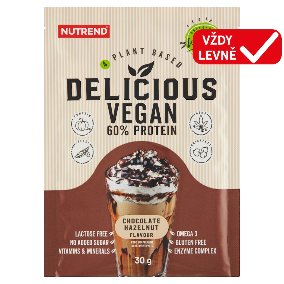 image 1 of Nutrend Delicious Vegan Protein Chocolate + Hazelnut Flavour 30g