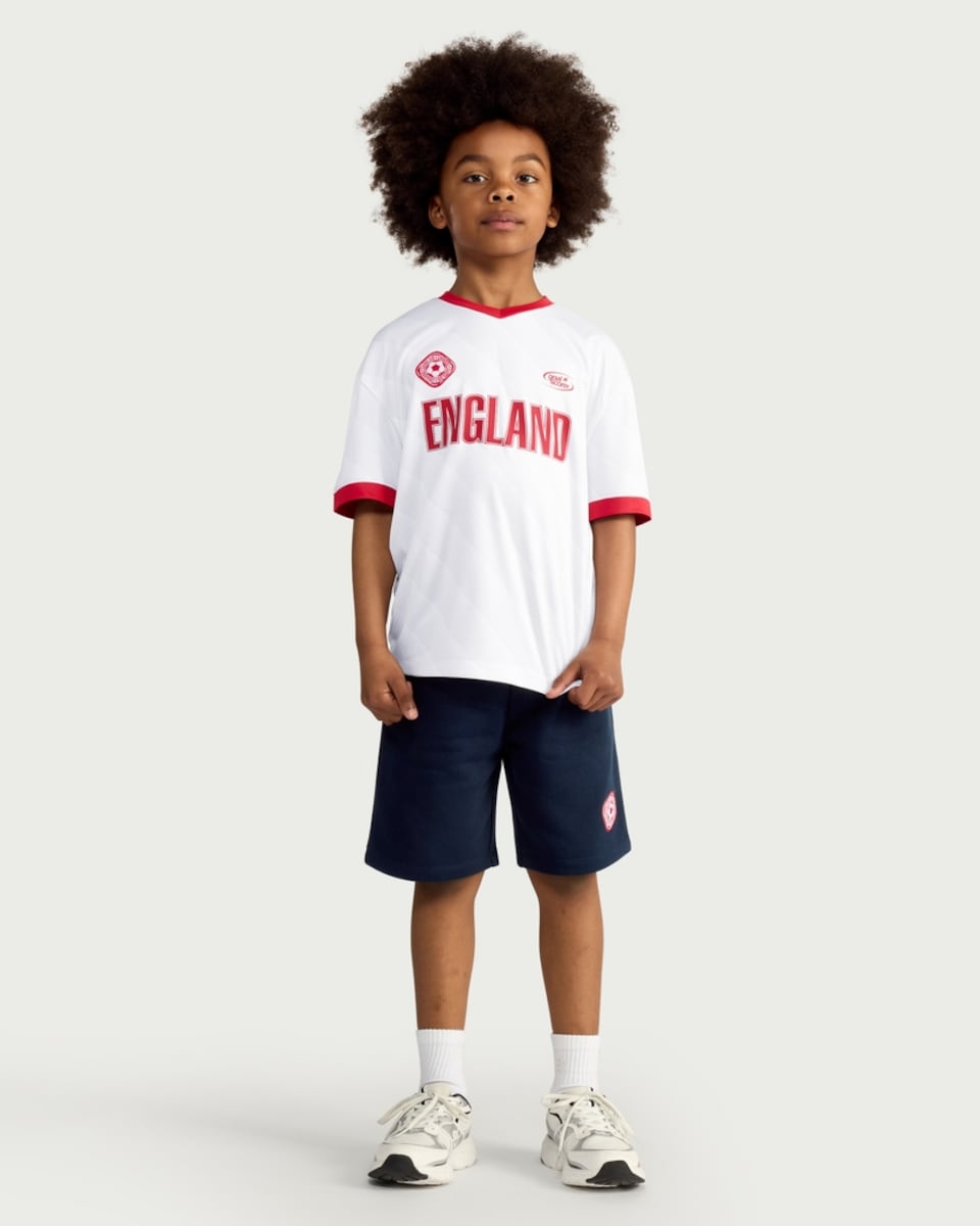 image 1 of F&F Boys England Football T-Shirt and Shorts Set in White