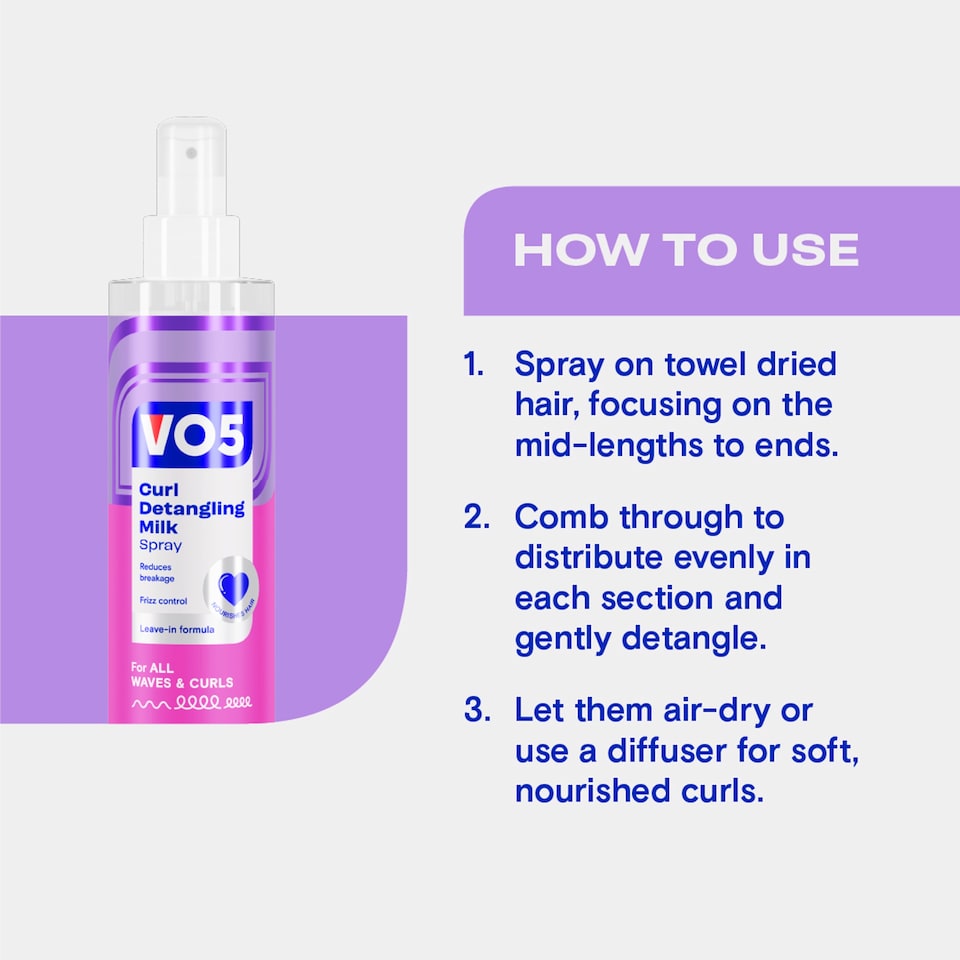 image 1 of VO5 Curl Detangling Milk Spray 200ml