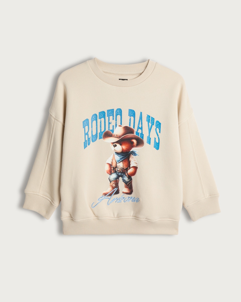 F&F Boys Cotton Rich Rodeo Days Arizona Slogan Sweatshirt in Cream