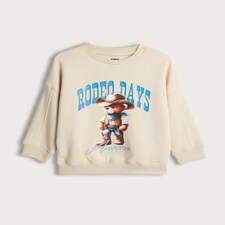 F&F Boys Cotton Rich Rodeo Days Arizona Slogan Sweatshirt in Cream