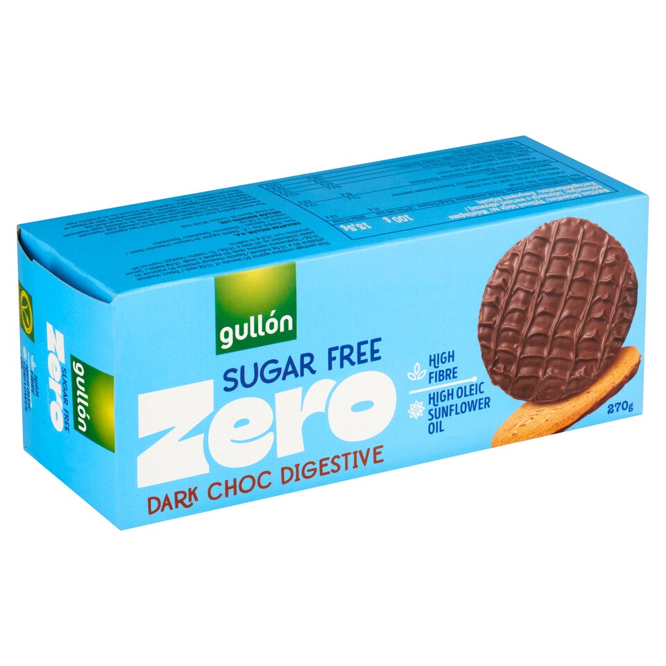obrázok 1 z Gullón Zero celozrnné pšeničné sušienky polomáčané v tmavej čokoláde 270 g
