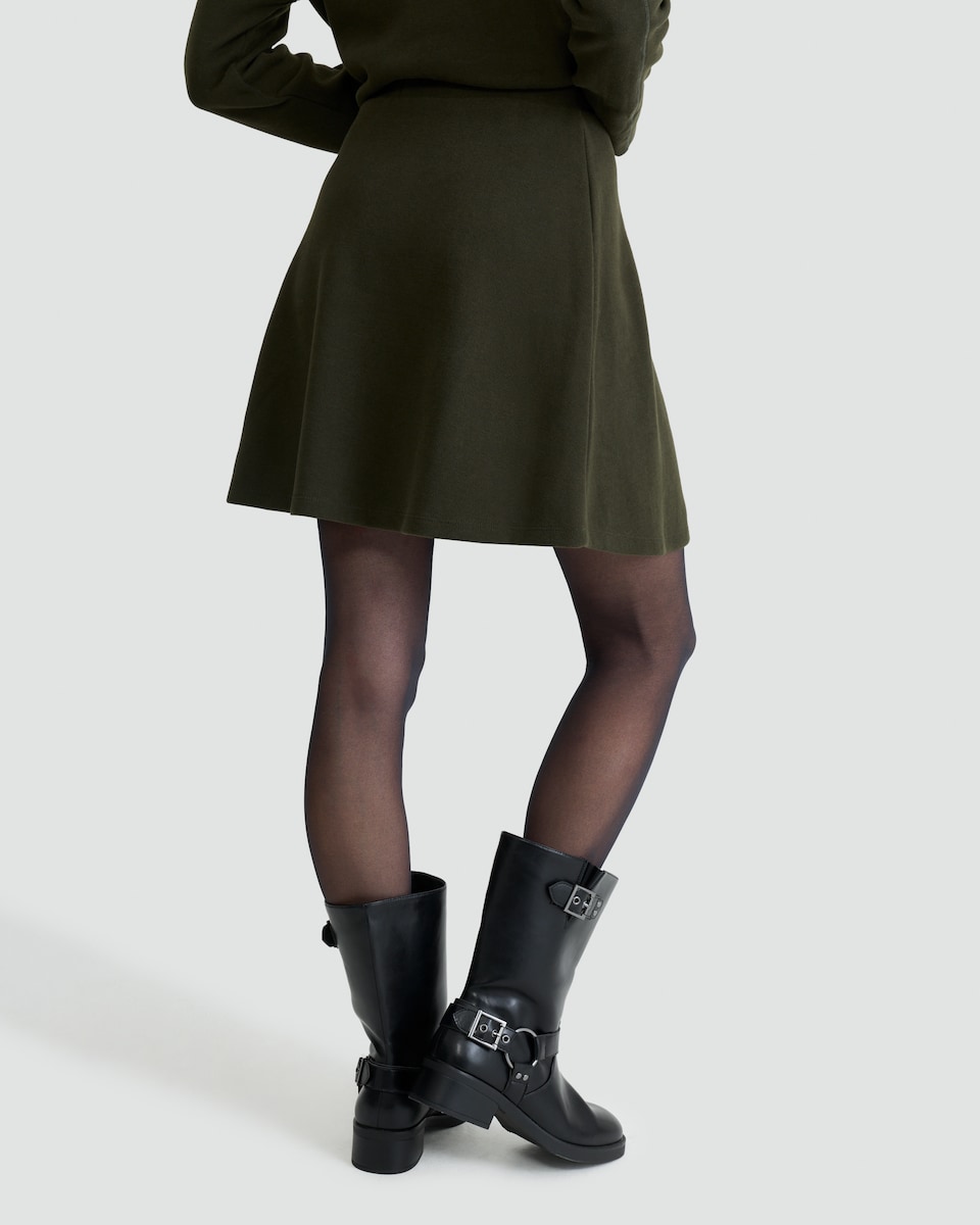 image 1 of F&F Cotton Blend Flared Mini Skirt in Olive