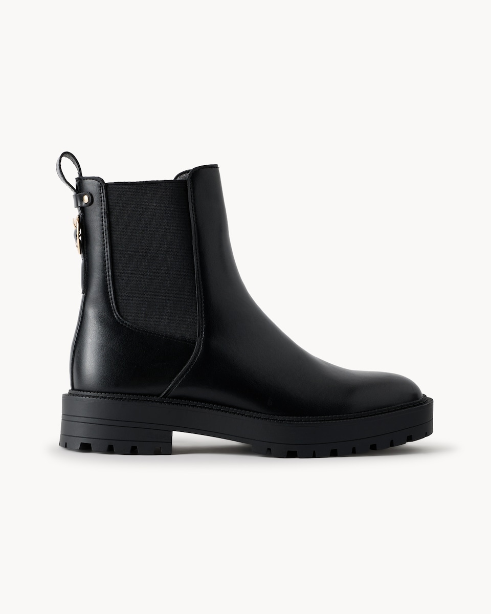 image 1 of F&F Faux Suede Chunky Chelsea Boots in Black