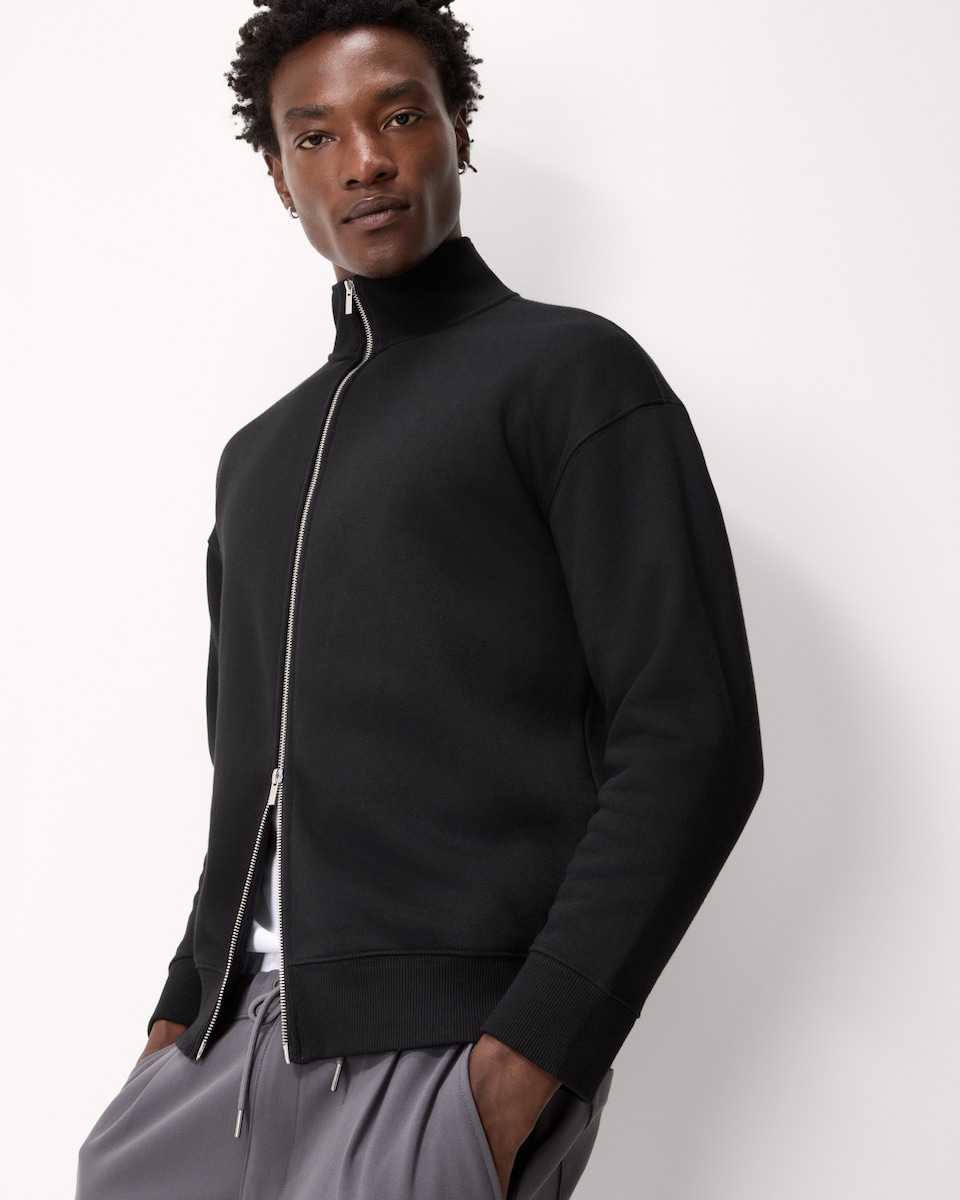 image 1 of F&F Cotton Rich Zip Up Sweatshirt in Black
