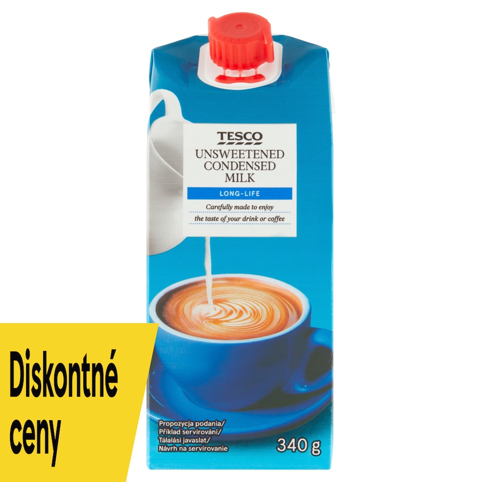 Tesco Zahustené trvanlivé plnotučné nesladené mlieko 340 g