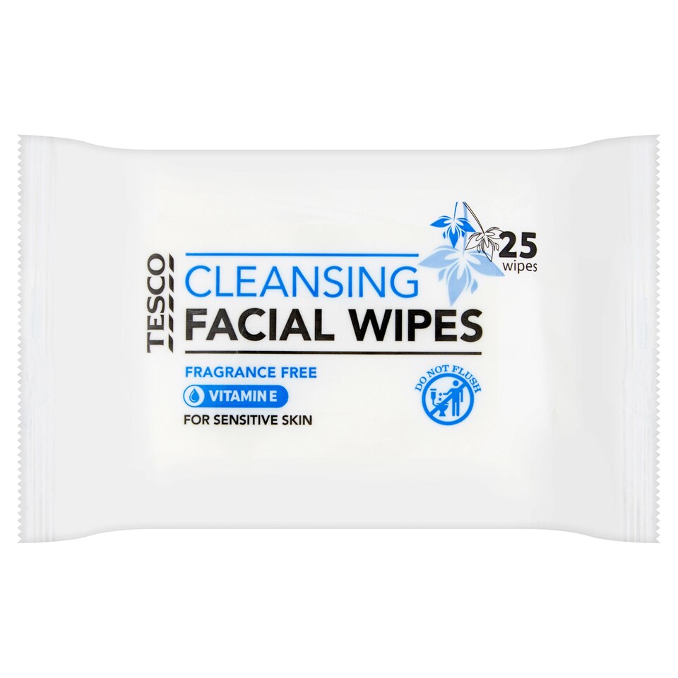 Tesco Sensitive Facial Wipes 25'S