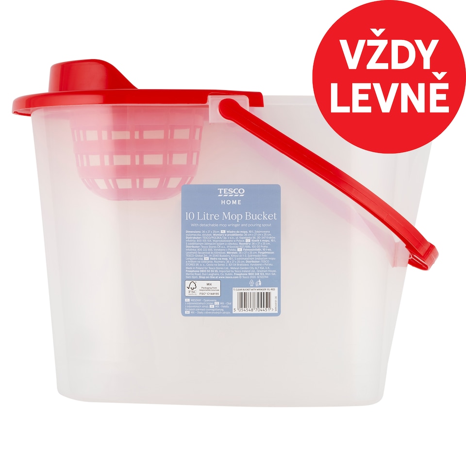 Tesco Home Mop Bucket 36 x 27 x 25 cm 10 L