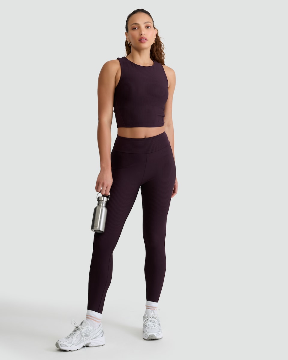 image 1 of Rise by Zara McDermott Ribbed Cropped Pyjama Top in Purple