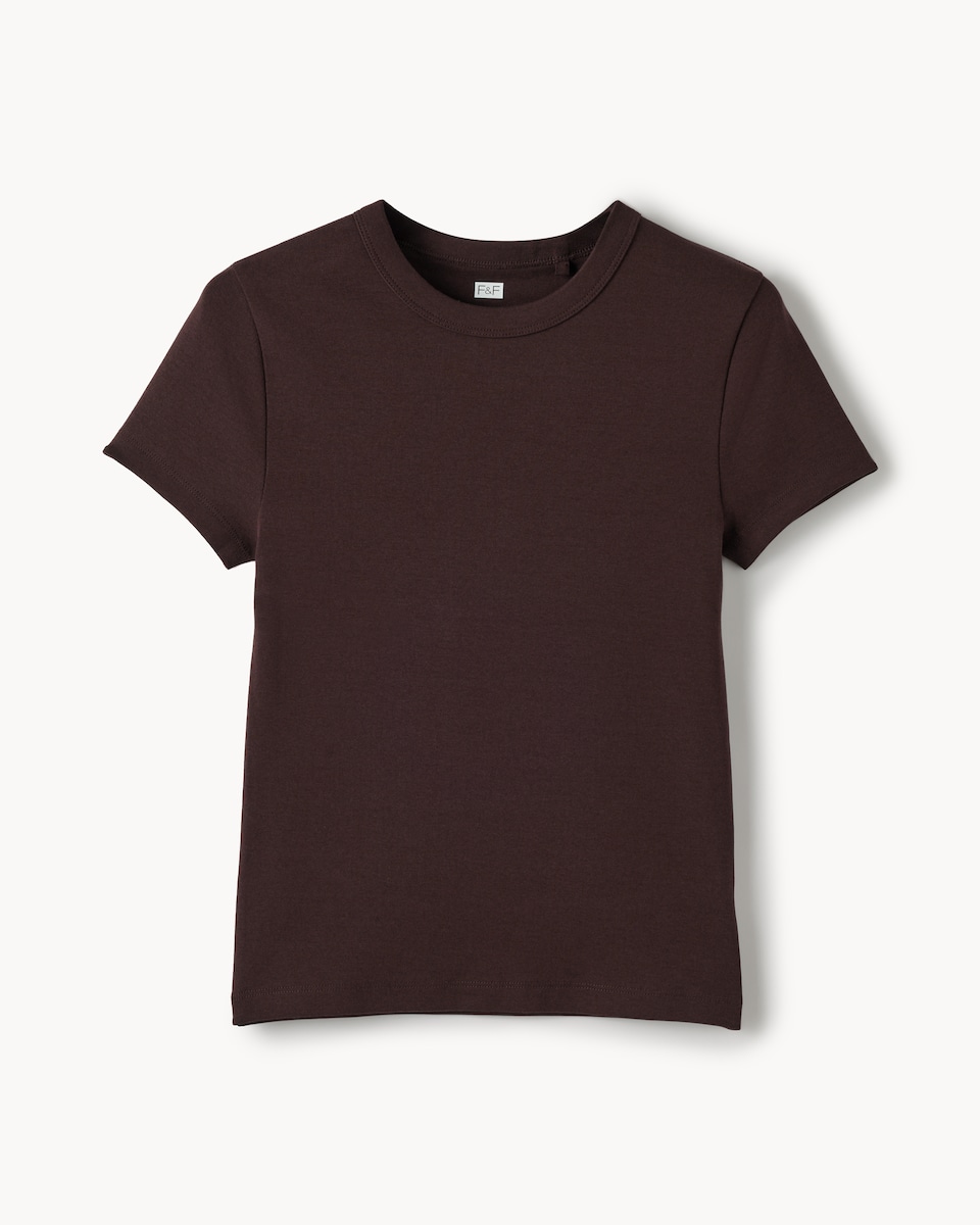 image 1 of F&F Cotton Rich Crew Neck T-Shirt in Brown