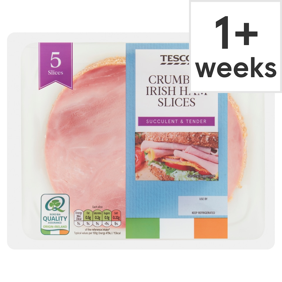 Tesco Crumbed Irish Ham Slices 100G