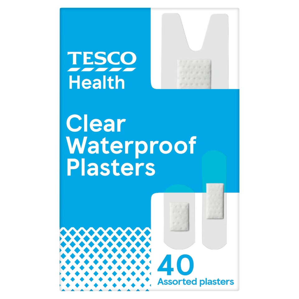 Tesco 40 Clear Waterproof Plasters.