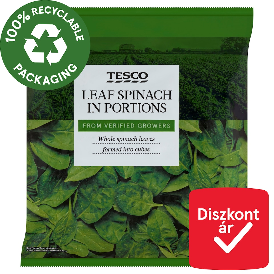 Tesco gyorsfagyasztott spenótlevél adagok 450 g