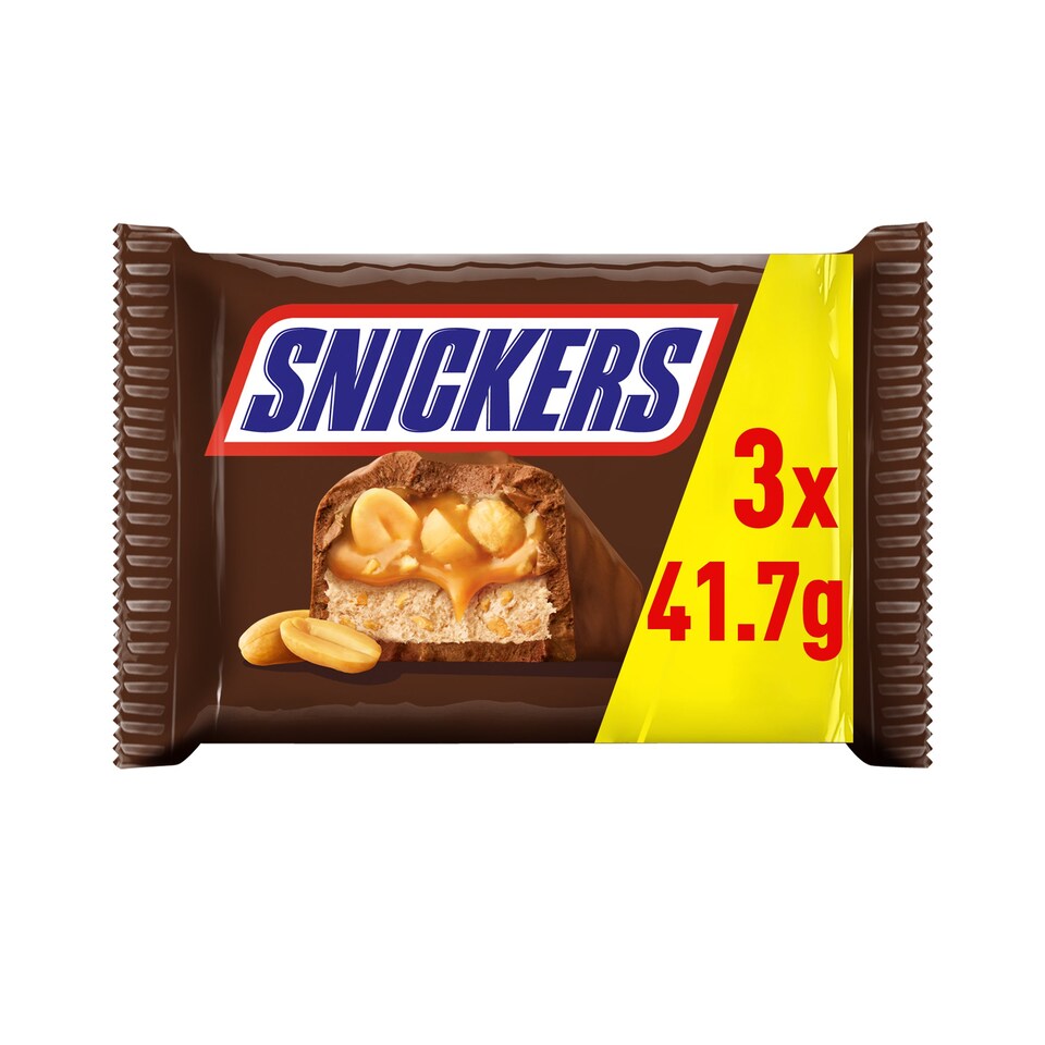 Snickers Chocolate Bars Multipack 3X41.7G Tesco Groceries