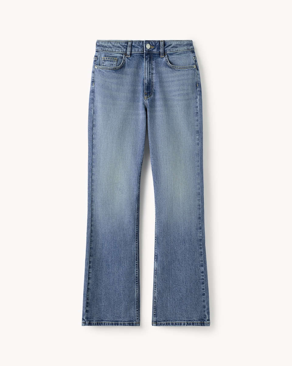 image 1 of F&F Mid Rise Bootcut Jeans in Blue