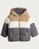 image 4 of F&F Boys Colourblock Hooded Shower Resistant Puffer Jacket in Multi