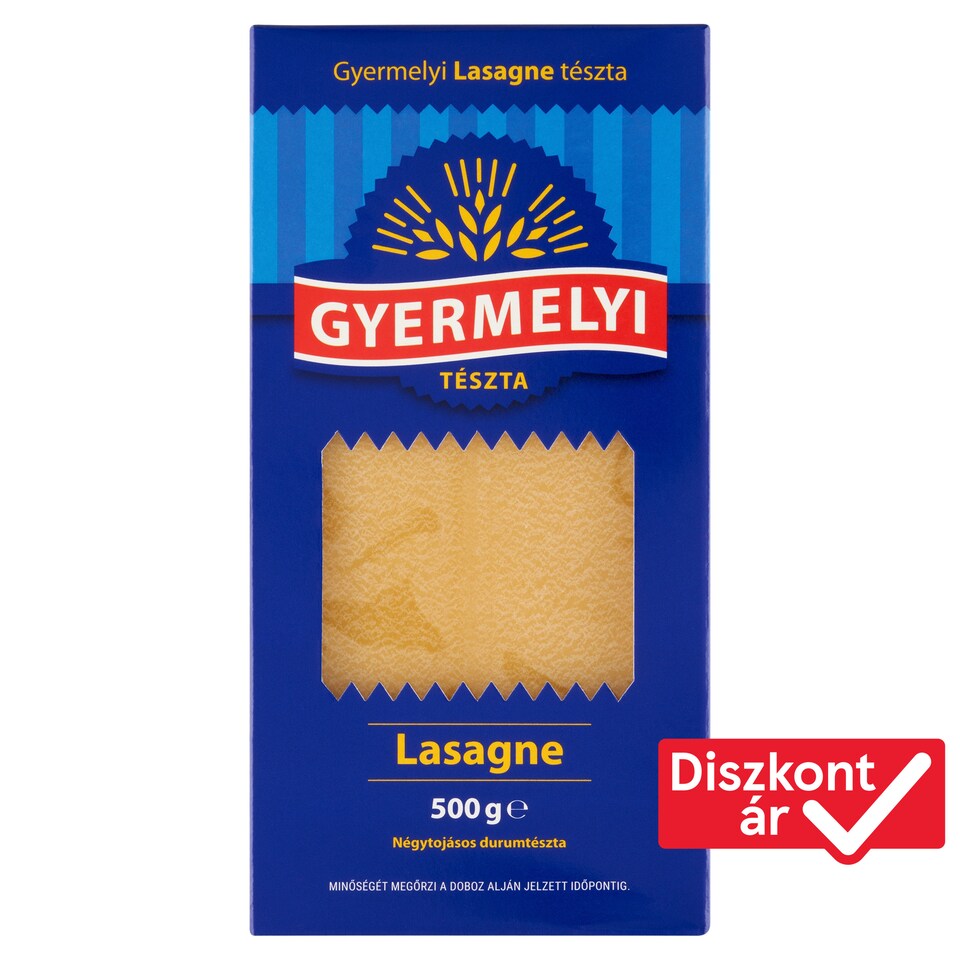 Gyermelyi Lasagne Dry Pasta Made from Durum Wheat Semolina with 4 Eggs 500 g