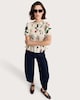 image 2 of F&F Floral Print Shirred Peplum Top in Cream