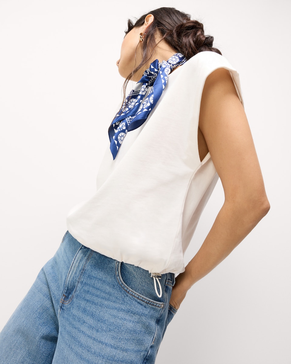 image 1 of F&F Pure Cotton Adjustable Hem Top in Cream