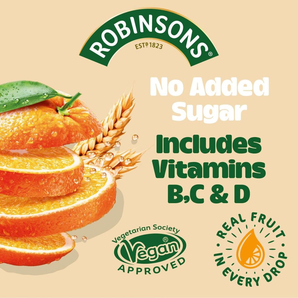 image 1 of Robinsons Fruit & Barley with Vitamins Orange Squash 1L