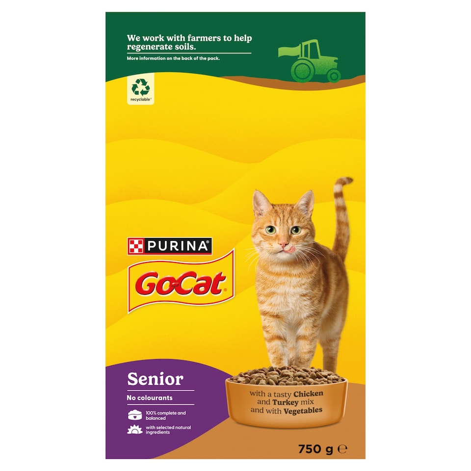 image 1 of GO-CAT Senior Chicken and Turkey Dry Cat Food 750g
