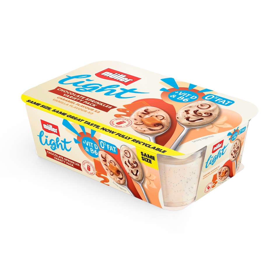 image 1 of Muller Light Fat Free Chocolate Sprinkles Yogurt Variety Pack 6x140g