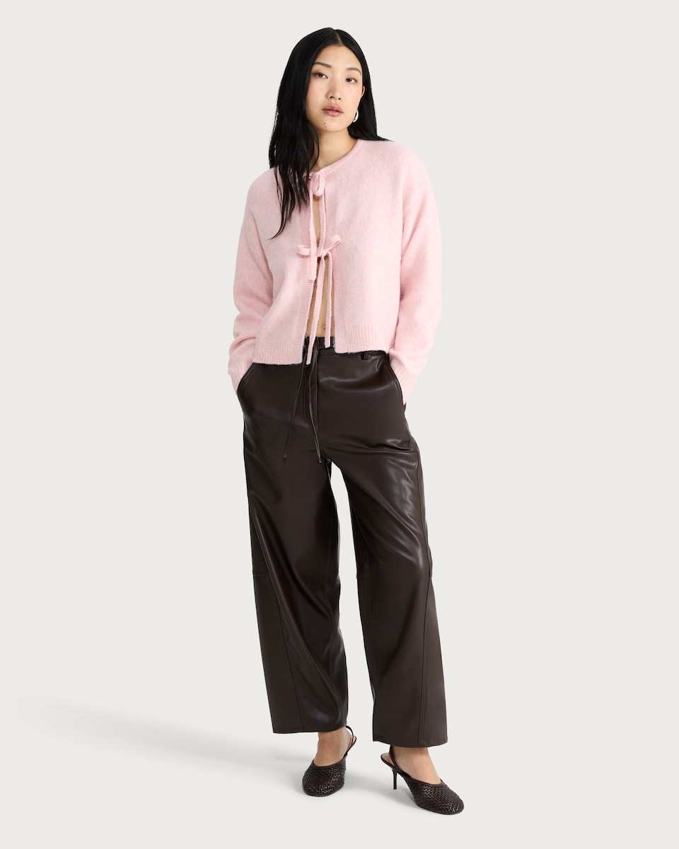 image 1 of F&F Knitted Tie Front Cardigan in Pink