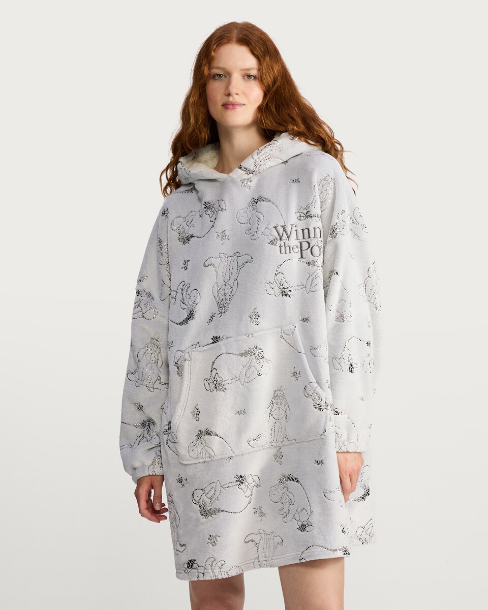 image 1 of Disney Winnie the Pooh Eeyore Fleece Hoodie in Grey