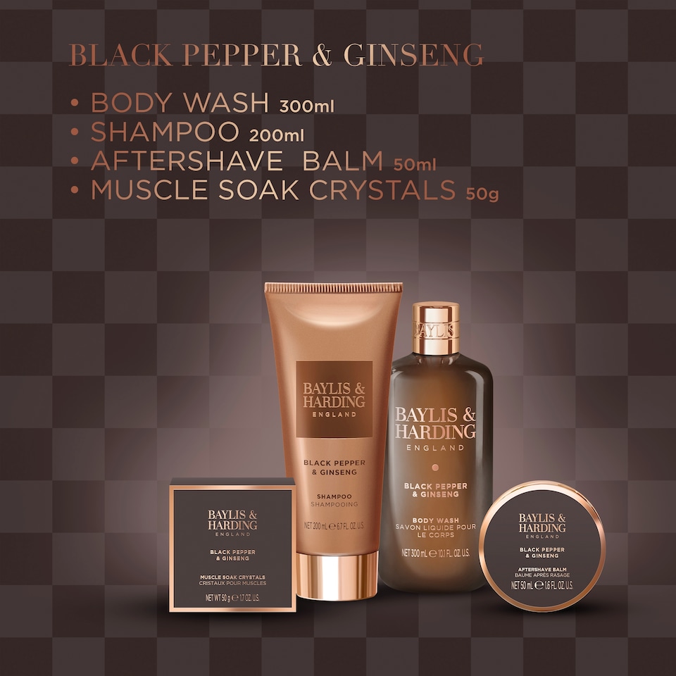 image 1 of Baylis & Harding Black Pepper & Ginseng Men's Refreshing Bath Kit Gift Set