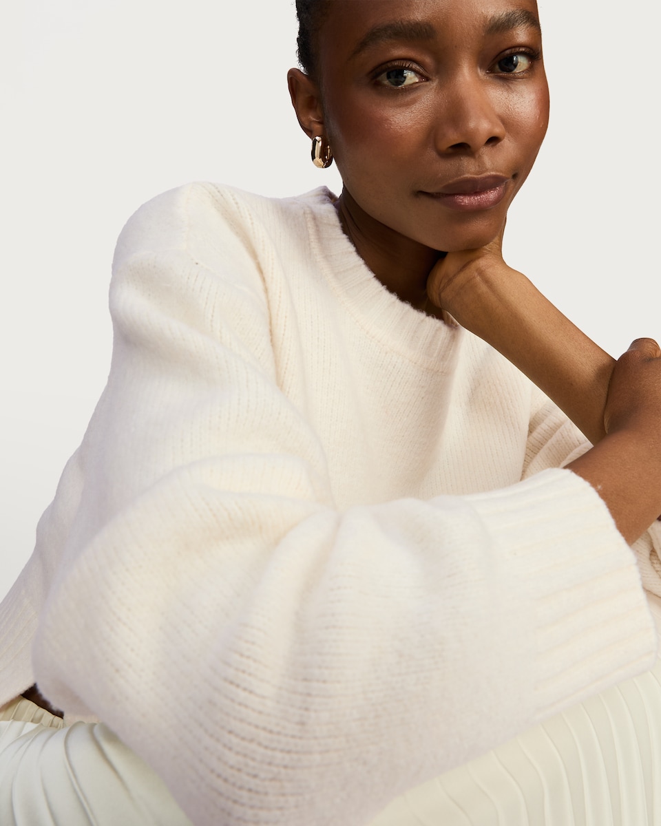 image 1 of The F&F Edit Crew Neck Cropped Jumper in Cream