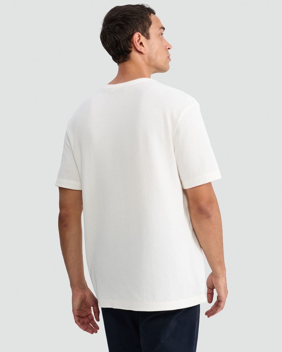 image 1 of F&F Cotton Rich Waffle Textured T-Shirt in Cream