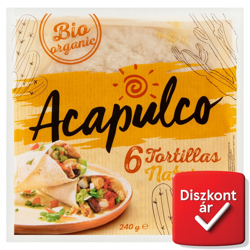 Acapulco búzalisztből készült, natúr tortilla lapok 6 db 240 g