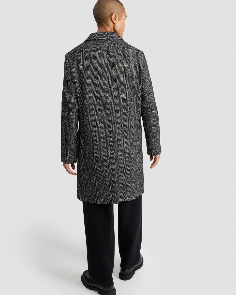 image 1 of F&F Herringbone Coat with Wool in Grey