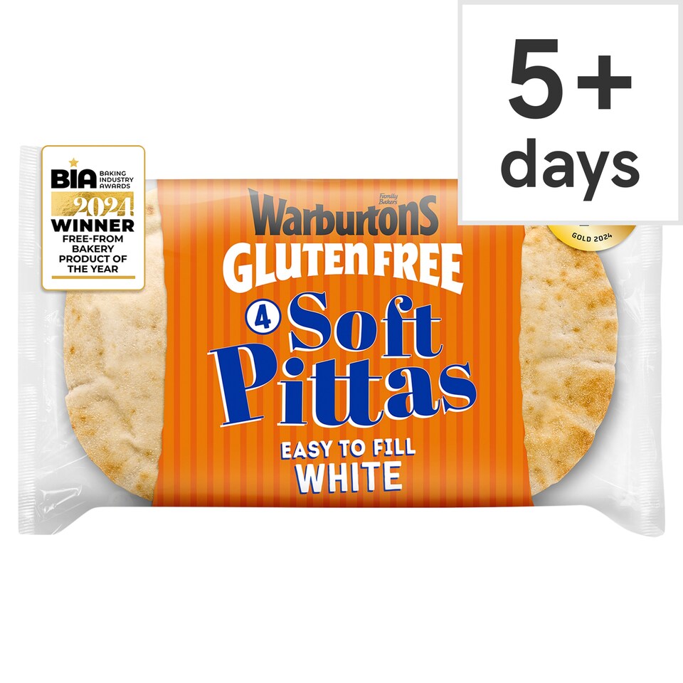 image 1 of Warburtons Gluten Free Soft White Pitta Breads 4 Pack