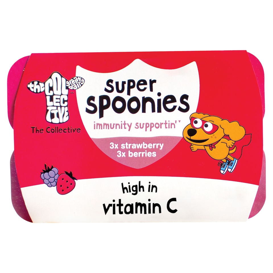 The Collective Dairy Super Spoonies Immunity Supportin Strawberry & Berries Yoghurt 6x42g