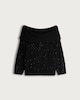 image 4 of F&F Knitted Off Shoulder Sparkle Jumper in Black