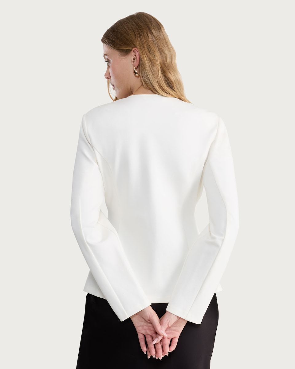 image 1 of F&F Ponte Single Metal Button Jacket in Cream