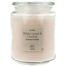 Tesco 538G Scented Candle - White Linen & Orchid
