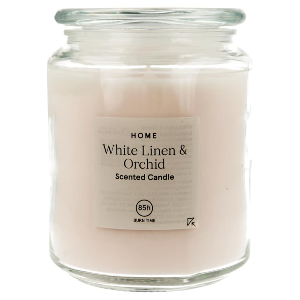 Tesco 538G Scented Candle - White Linen & Orchid