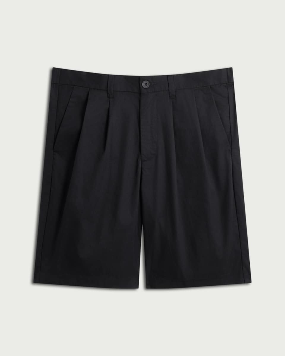 image 1 of The F&F Edit Cotton Rich Pleated Shorts in Black