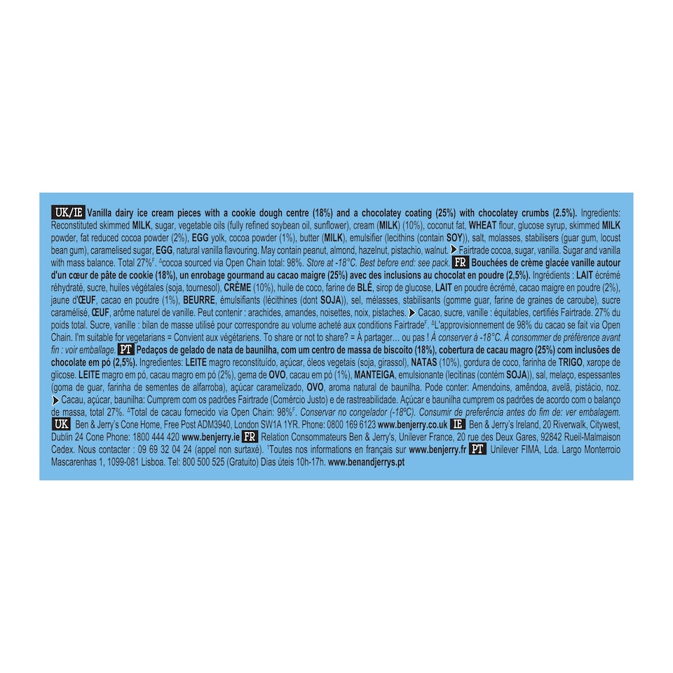 image 1 of Ben & Jerry's Peaces Cookie Dough Ice Cream 10 Pack 160ml