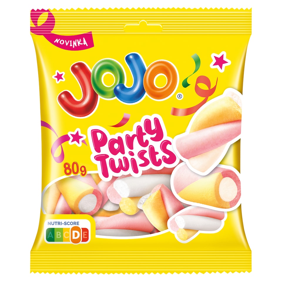 JOJO PartyTwist pěnové bonbóny s příchutí zmrzliny, broskví a borůvek 80g